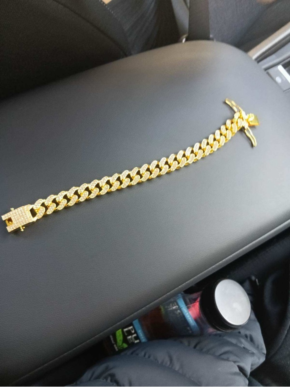 Goldsign Gold-Tone Cuban Link Bracelet with Pavé Accents